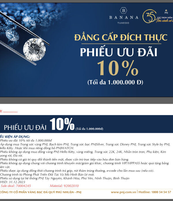 NHẬN ƯU ĐÃI 1.000.000Đ TỪ PNJ
